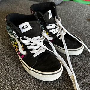 Rainbow checker Youth Vans size 2